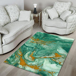 Green Gold Liquid Marble Print Area Rug GearFrost