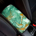 Green Gold Liquid Marble Print Car Center Console Cover
