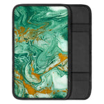Green Gold Liquid Marble Print Car Center Console Cover