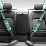 Green Gold Liquid Marble Print Car Seat Belt Covers