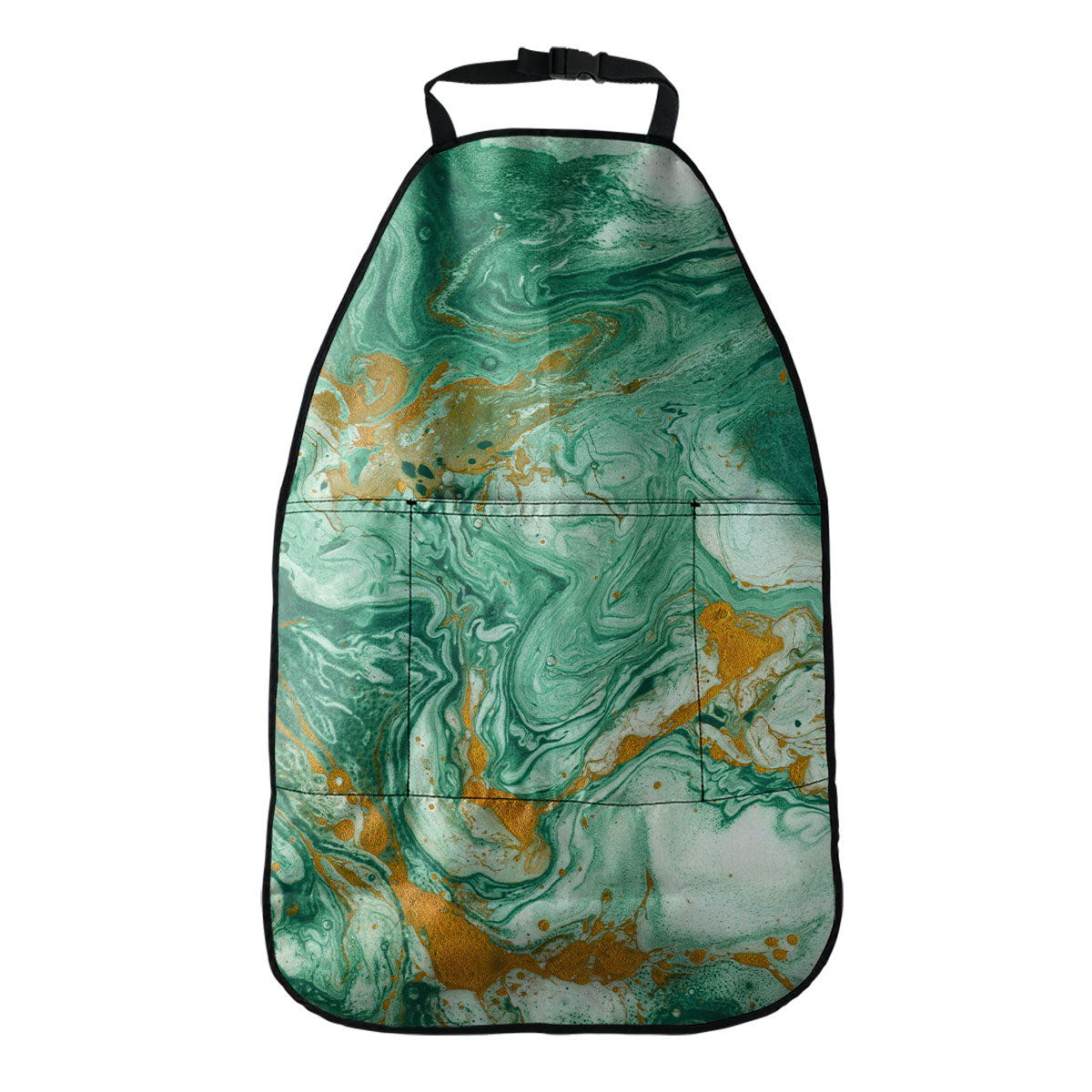 Green Gold Liquid Marble Print Car Seat Organizers