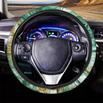 Green Gold Liquid Marble Print Car Steering Wheel Cover