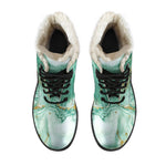Green Gold Liquid Marble Print Comfy Boots GearFrost