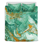 Green Gold Liquid Marble Print Duvet Cover Bedding Set
