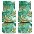 Green Gold Liquid Marble Print Front and Back Car Floor Mats