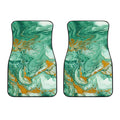 Green Gold Liquid Marble Print Front Car Floor Mats