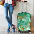 Green Gold Liquid Marble Print Luggage Cover