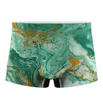 Green Gold Liquid Marble Print Men's Boxer Briefs