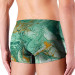 Green Gold Liquid Marble Print Men's Boxer Briefs