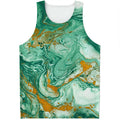 Green Gold Liquid Marble Print Men's Tank Top