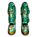 Green Gold Liquid Marble Print Muay Thai Shin Guards