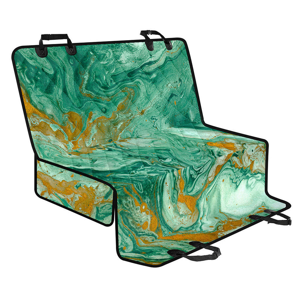 Green Gold Liquid Marble Print Pet Car Back Seat Cover