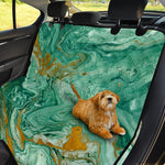 Green Gold Liquid Marble Print Pet Car Back Seat Cover