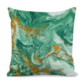Green Gold Liquid Marble Print Pillow Cover