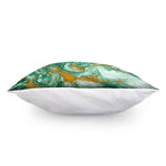 Green Gold Liquid Marble Print Pillow Cover