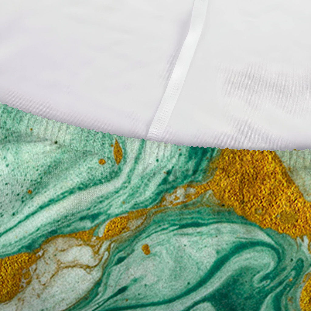 Green Gold Liquid Marble Print Sofa Cover