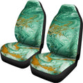 Green Gold Liquid Marble Print Universal Fit Car Seat Covers