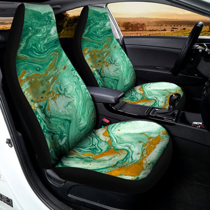 Green Gold Liquid Marble Print Universal Fit Car Seat Covers