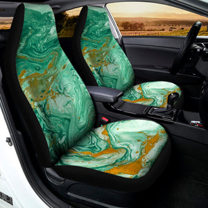 Green Gold Liquid Marble Print Universal Fit Car Seat Covers