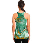 Green Gold Liquid Marble Print Women's Racerback Tank Top