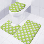 Green Golf Ball Pattern Print 3 Piece Bath Mat Set