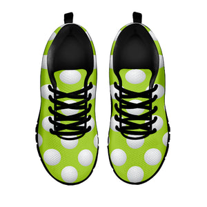 Green Golf Ball Pattern Print Black Sneakers