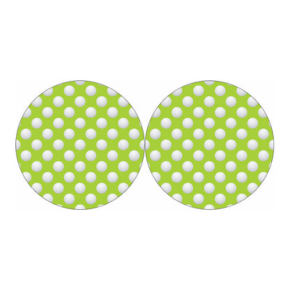 Green Golf Ball Pattern Print Car Coasters