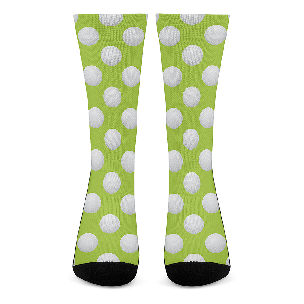 Green Golf Ball Pattern Print Crew Socks