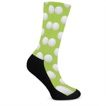 Green Golf Ball Pattern Print Crew Socks