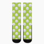 Green Golf Ball Pattern Print Crew Socks