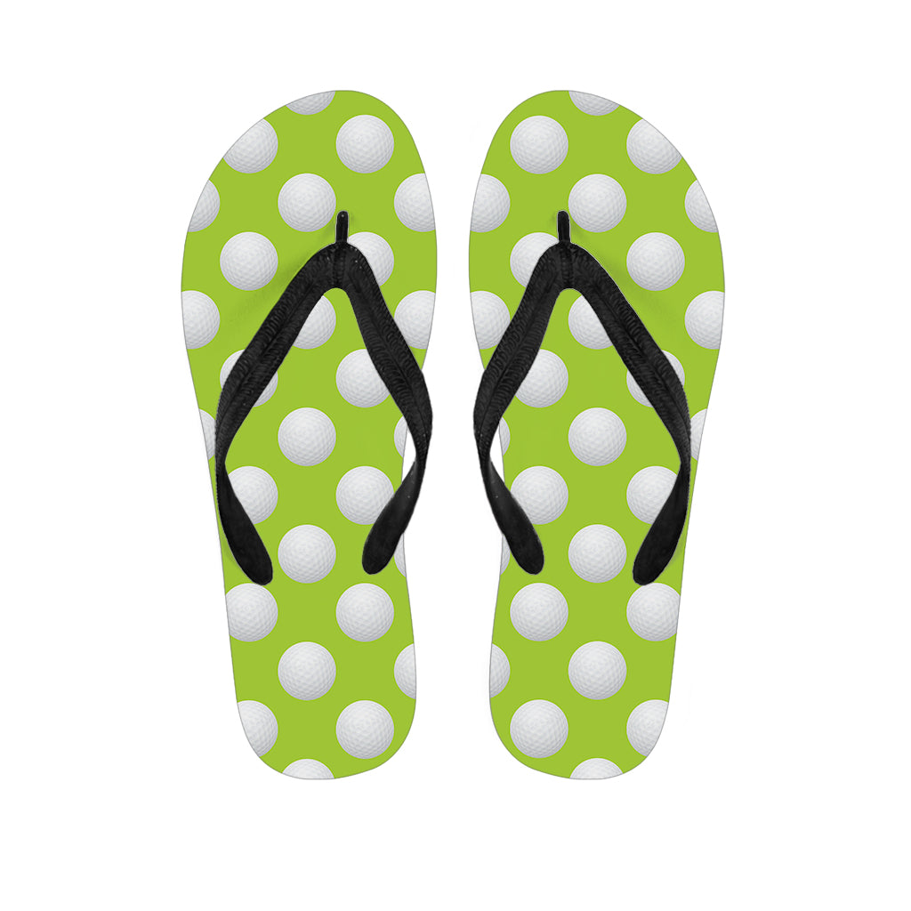 Green Golf Ball Pattern Print Flip Flops