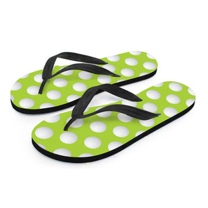 Green Golf Ball Pattern Print Flip Flops