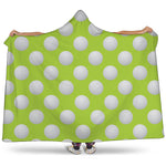 Green Golf Ball Pattern Print Hooded Blanket