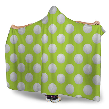 Green Golf Ball Pattern Print Hooded Blanket