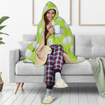 Green Golf Ball Pattern Print Hooded Blanket
