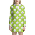 Green Golf Ball Pattern Print Pullover Hoodie Dress