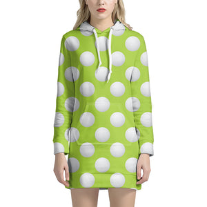 Green Golf Ball Pattern Print Hoodie Dress