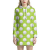 Green Golf Ball Pattern Print Hoodie Dress