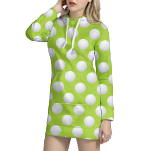 Green Golf Ball Pattern Print Hoodie Dress