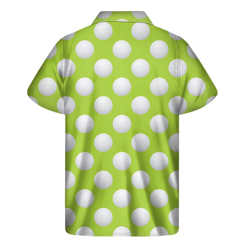 Green Golf Ball Pattern Print Men's Short Sleeve Shirt