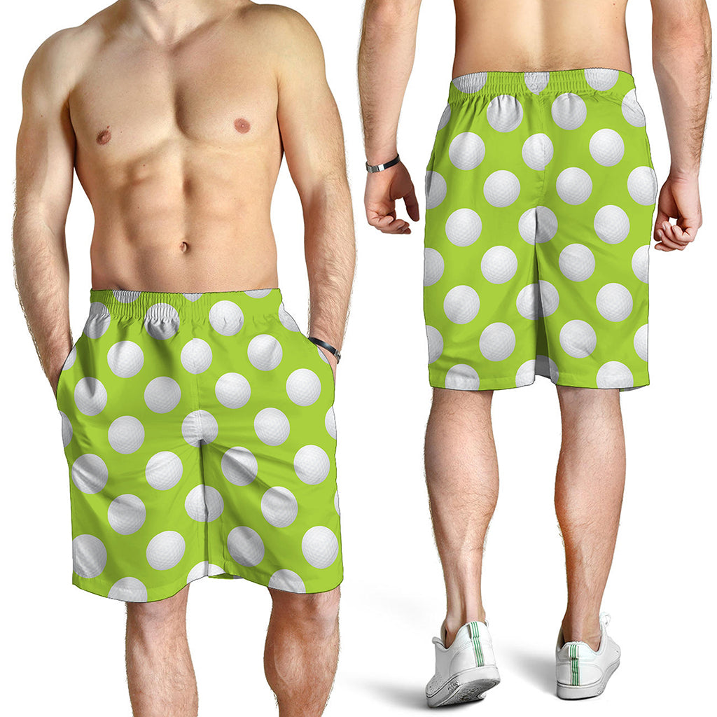 Green Golf Ball Pattern Print Men's Shorts