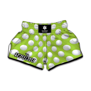 Green Golf Ball Pattern Print Muay Thai Boxing Shorts