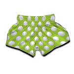 Green Golf Ball Pattern Print Muay Thai Boxing Shorts