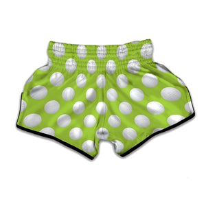 Green Golf Ball Pattern Print Muay Thai Boxing Shorts