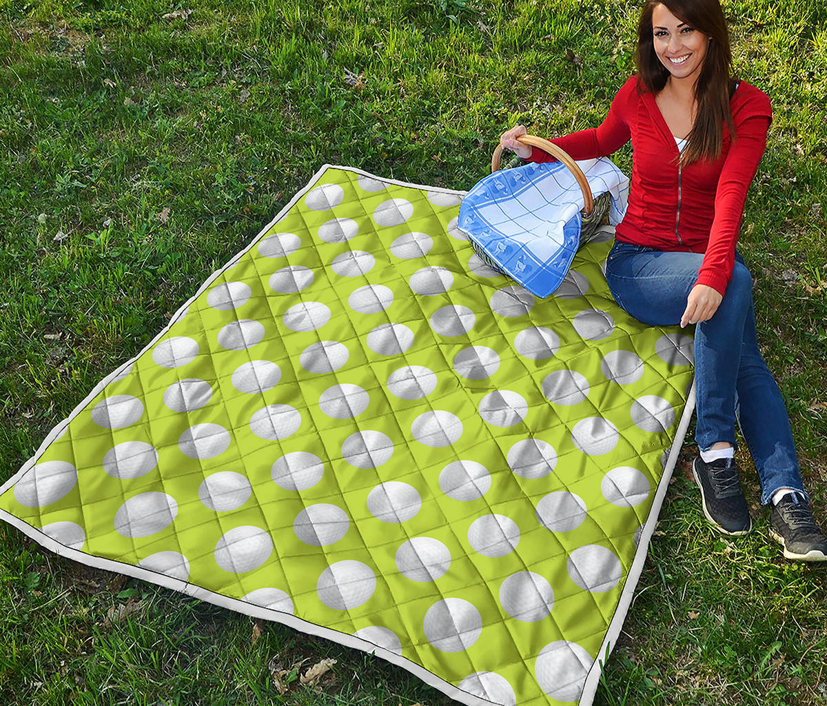 Green Golf Ball Pattern Print Quilt