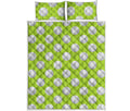 Green Golf Ball Pattern Print Quilt Bed Set