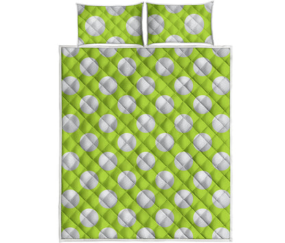Green Golf Ball Pattern Print Quilt Bed Set