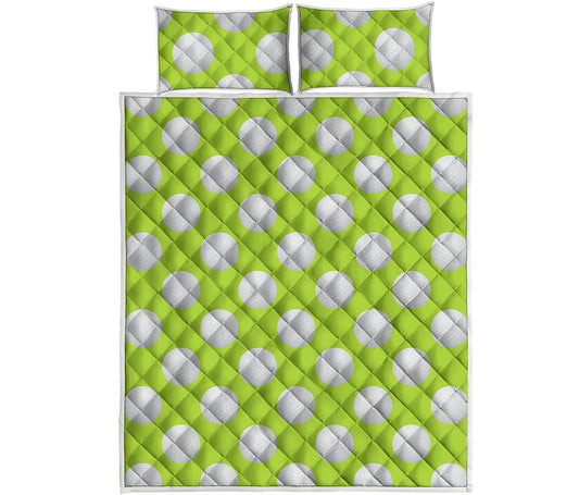 Green Golf Ball Pattern Print Quilt Bed Set
