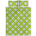 Green Golf Ball Pattern Print Quilt Bed Set