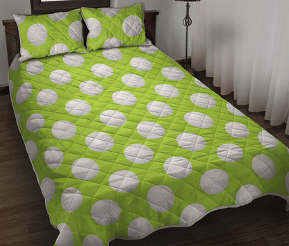 Green Golf Ball Pattern Print Quilt Bed Set